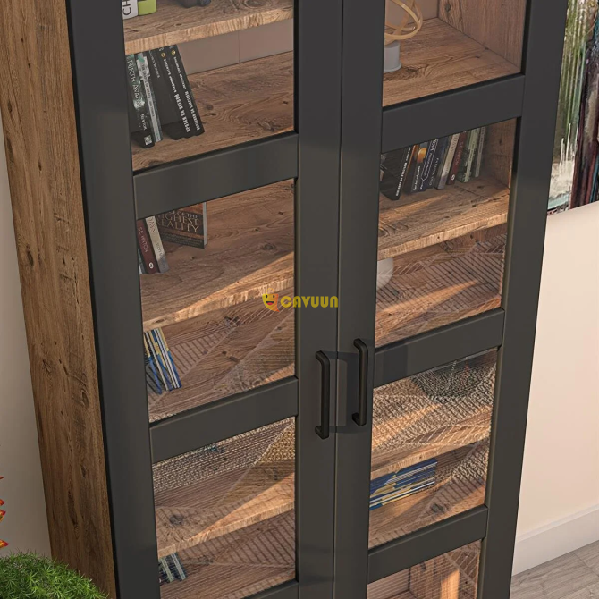 Dekorex Ktp211-c-anthracite Glass Covered 6 Shelf Bookcase Istanbul - photo 3