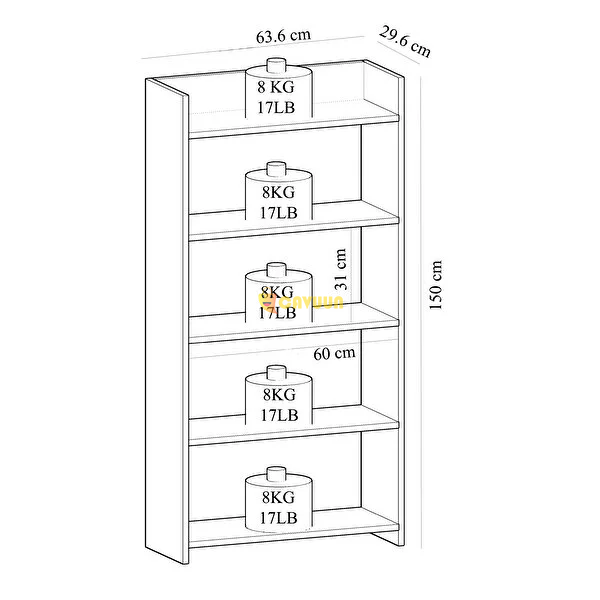 Cantek Design Amy Bookcase (60 Cm) White-White Istanbul - photo 8