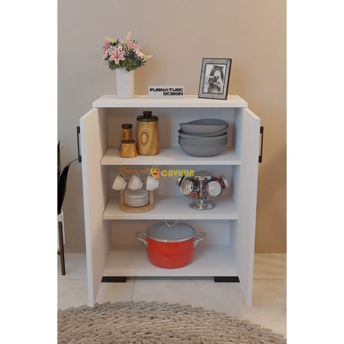 Furnature Design 2 Door Multi-Purpose Cabinet with Shelves Food Cabinet Kitchen Cabinet - White Istanbul - photo 2