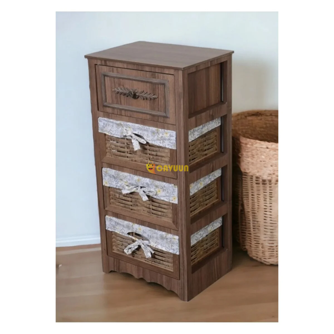 Woodluck Wooden 4 Drawer Wicker Look Vegetable Rack Istanbul - photo 1