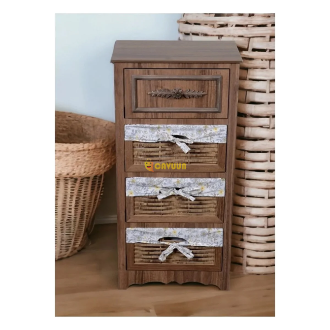 Woodluck Wooden 4 Drawer Wicker Look Vegetable Rack Istanbul - photo 2