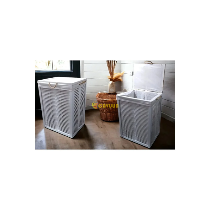 Woodluck Wooden Laundry Basket with Washable Fabric Istanbul - photo 3