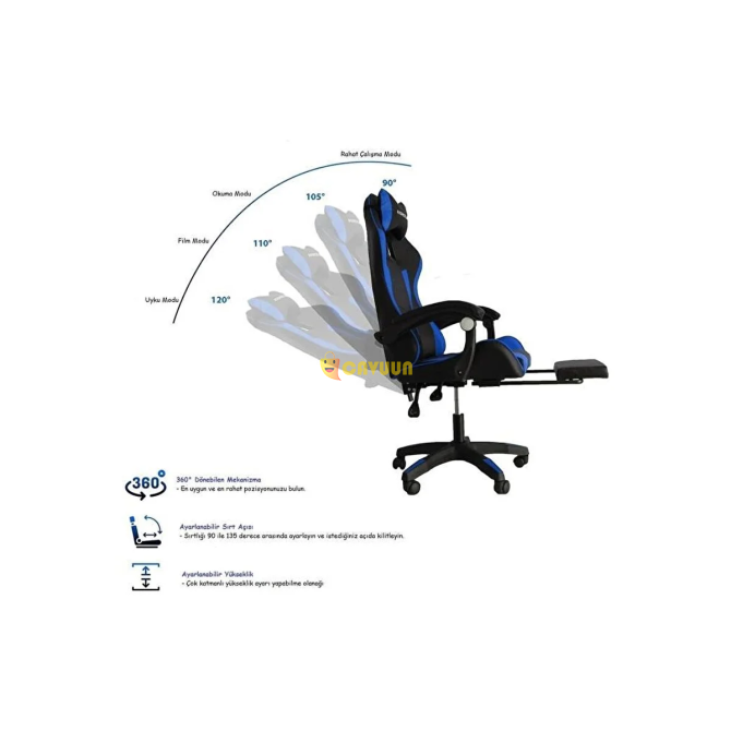 Fashcolle Blue Star Illuminated - Massage Feature Gaming Chair Blue-black Blue Istanbul - photo 4