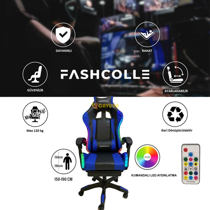 Fashcolle Blue Star Illuminated - Massage Feature Gaming Chair Blue-black Blue Istanbul - photo 6