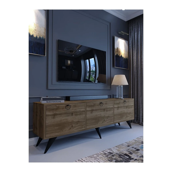 Myniture Home Festival TV Stand M1001-2 Walnut Minifix Connection Screw Not Visible From Outside Стамбул