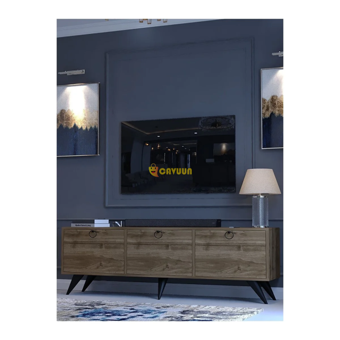 Подставка под телевизор Myniture Home Festival M1001-2, орех, винт для соединения Minifix, не виден снаружи Стамбул - изображение 3