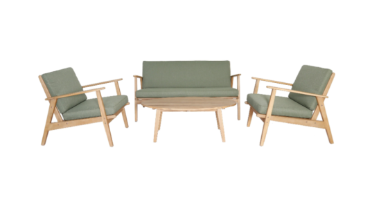 FonQ Olive Lounge set 2-seater sofa and garden chairs Acacia wood Gazimağusa