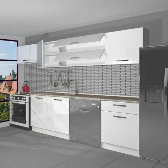 Decoraktiv Elite 280y Mdf Ready Kitchen Cabinet Glossy White Istanbul