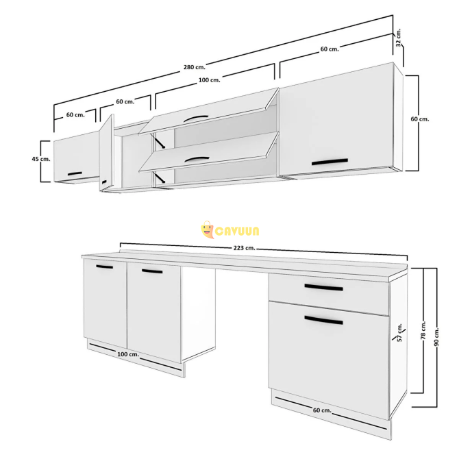 Decoraktiv Elite 280y Mdf Ready Kitchen Cabinet Glossy White Istanbul - photo 2