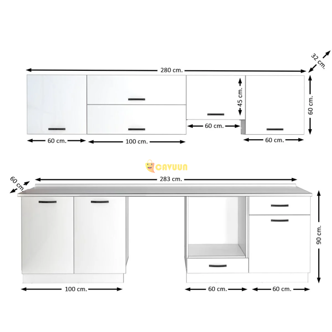 Decoraktiv Elite 280y Mdf Built-in Oven Module Ready Kitchen Cabinet - Countertop Included Istanbul - photo 6