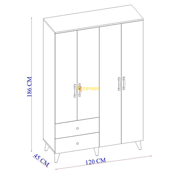 İpek Mobilya Lanza 4 Door 2 Drawer Cabinet Width 120 Cm White Legs Istanbul - photo 6