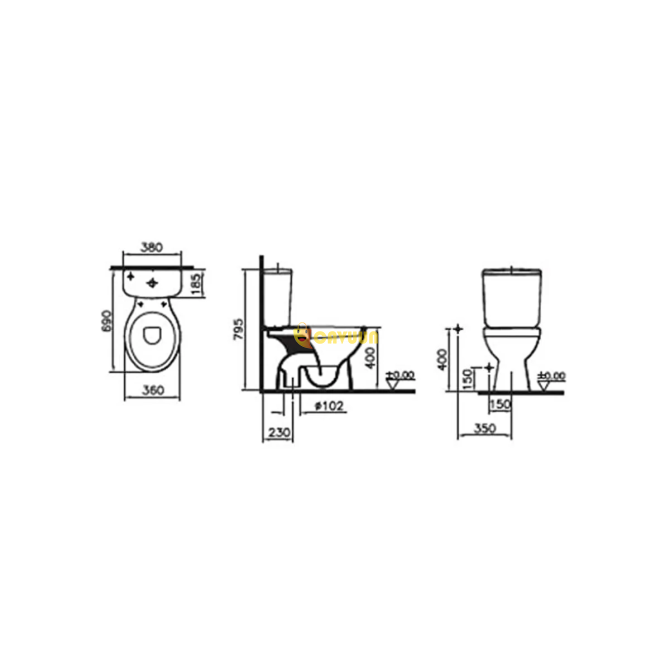 VitrA Norm 101 Undermount WC (Including Cover and Internal Set) Istanbul - photo 2