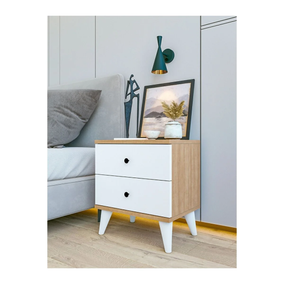 Montenero Nightstand Marbella K3 Glossy White-brown Wooden Nightstand with Drawers Bedroom Walnut Стамбул