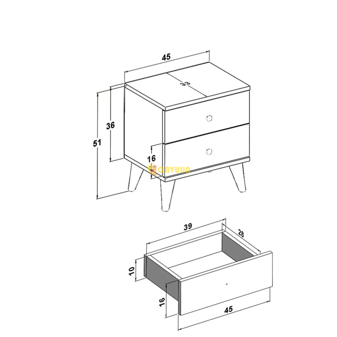 Montenero Nightstand Marbella K3 Glossy White-brown Wooden Nightstand with Drawers Bedroom Walnut Istanbul - photo 4