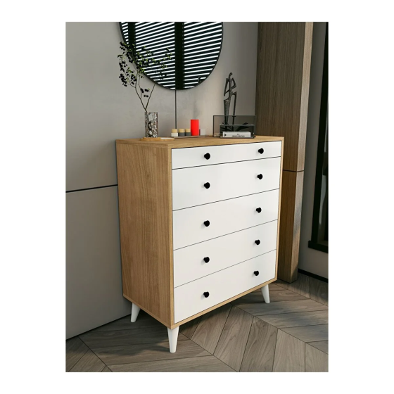 Montenero Dresser Marbella Glossy White-brown 5 Drawer Country Dresser Nightstand Wood Walnut Стамбул