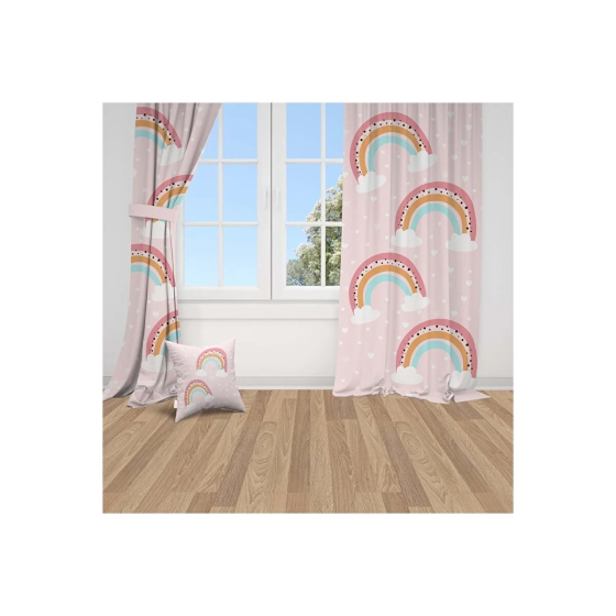 Bebemotto Soft Pink, Rainbow, Pink, White, Imported Fabric, Children's and Baby Room Istanbul