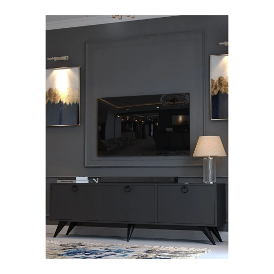 Myniture Home Festival TV Stand M1001-4 Anthracite Minifix Connection Screw Not Visible From Outside Стамбул