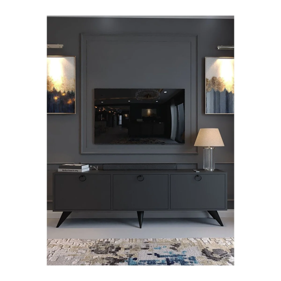 Myniture Home Festival TV Stand M1001-4 Anthracite Minifix Connection Screw Not Visible From Outside Стамбул