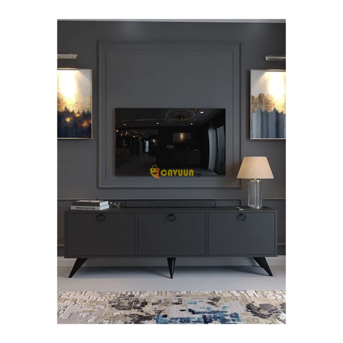 Myniture Home Festival TV Stand M1001-4 Anthracite Minifix Connection Screw Not Visible From Outside Istanbul - photo 2