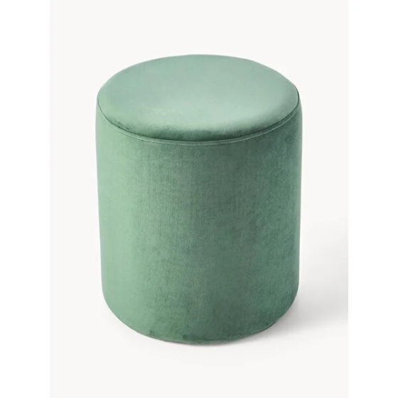 Furniture Depot Mode Zoho Green Velvet Fabric Rolling Pouf Стамбул