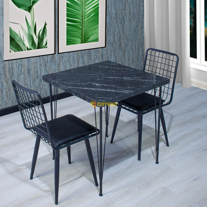 Zuesse Design Emel 70x70 Dining Table Chair Set 2 Person Star Chair Living Room Balcony Cafe Set Bla Istanbul - photo 1