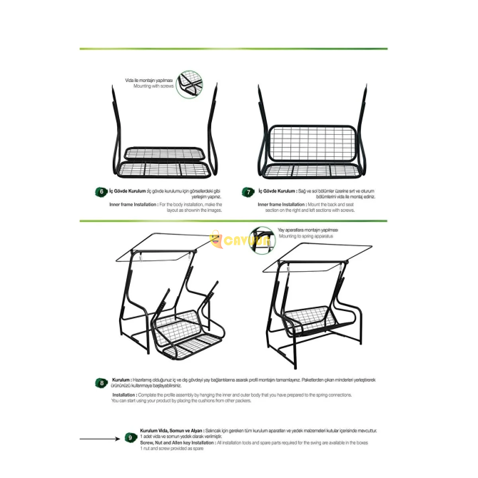 Shey Store Maystro Marmaris 3 Person Garden Swing Balcony Swing 200 Cm Istanbul - photo 6