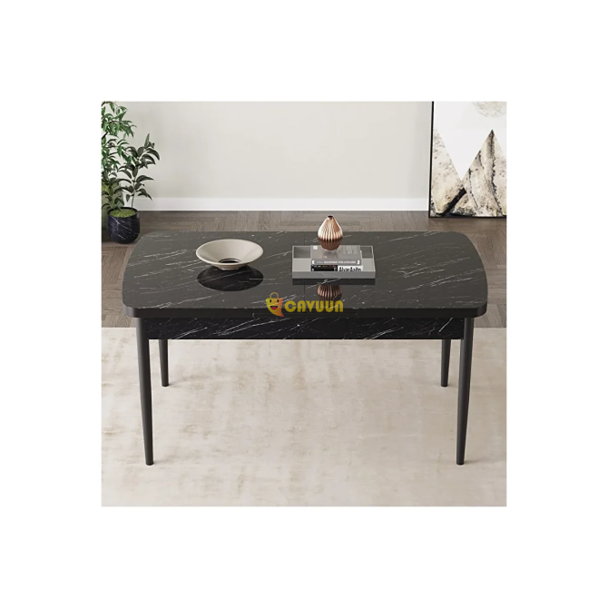 Sar Pakete Zümra Series, Black Marble Pattern 80x132 Extendable MDF Kitchen Table Set 4 Chairs Istanbul - photo 3