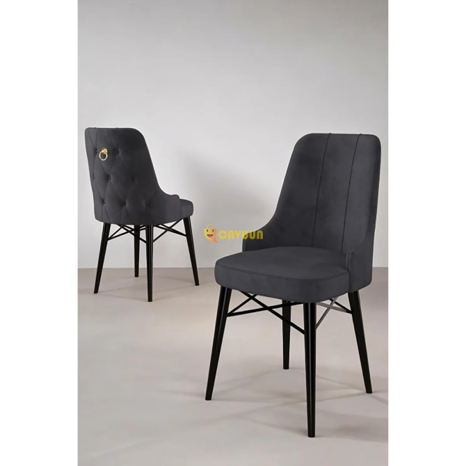 Sar Pakete Zümra Series, Black Marble Pattern 80x132 Extendable MDF Kitchen Table Set 4 Chairs Istanbul - photo 4