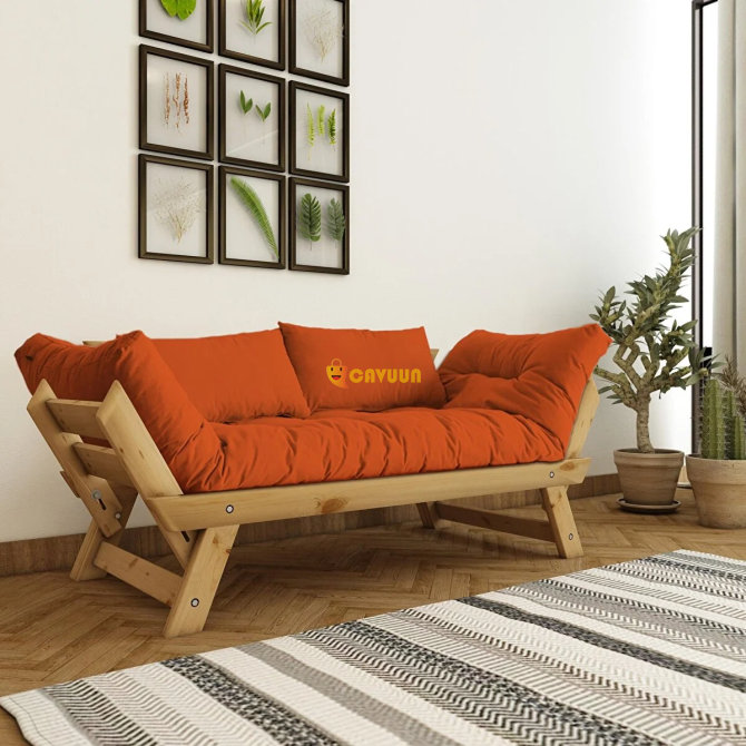 Woodesk Islands Solid Natural-Orange Color 2-Seat Sofa Cpt8171-210 Istanbul - photo 1