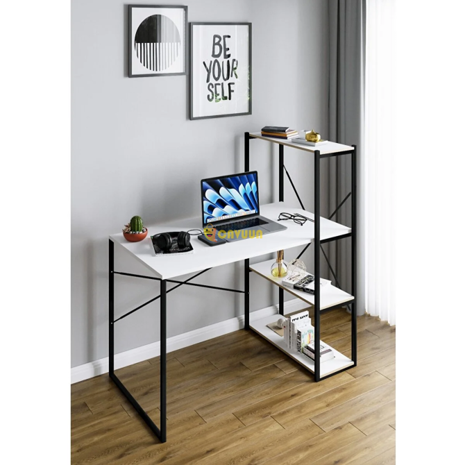 Portable Study Desk with Bookshelf Computer Office Table White 1422 Istanbul - photo 3