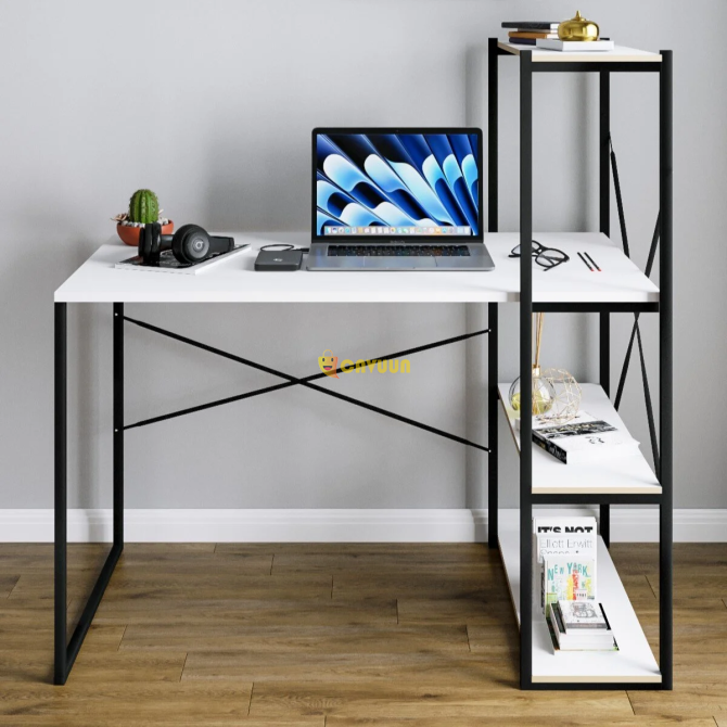 Portable Study Desk with Bookshelf Computer Office Table White 1422 Istanbul - photo 2