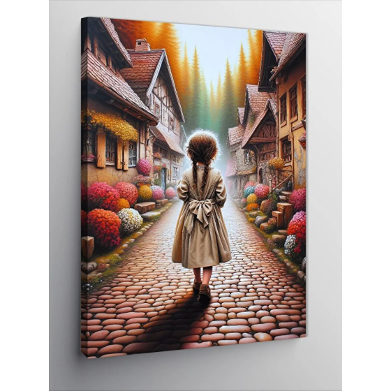 Tablomega Canvas Print Retro Town And Little Girl 70x100 cm Стамбул