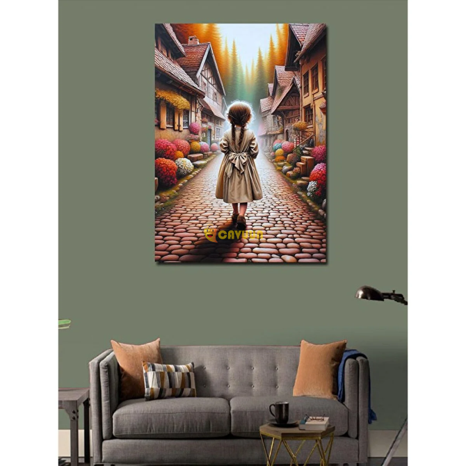 Tablomega Canvas Print Retro Town And Little Girl 70x100 cm Istanbul - photo 3