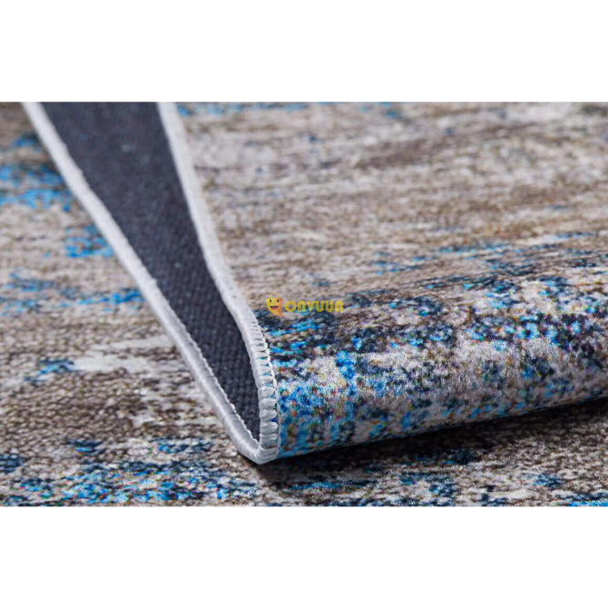 Carpet Workshop Blue Living Room & Runner Digital Printed Machine Washable Non-Slip Based Fringed Istanbul - photo 2