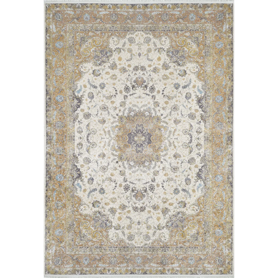 Classic Gold Pattern Cream Living Room & Sitting Room Runner & Bedroom Digital Printed Istanbul