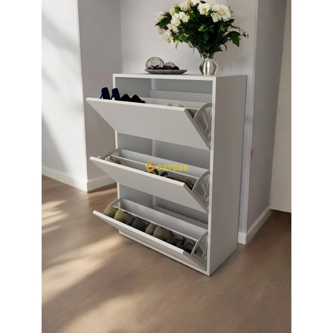 Azzuri Furniture Azzuri Aylin Duser 3 Covered 6 Compartment White Wall Mountable Shoe Rack 110x74x24 Istanbul - photo 1