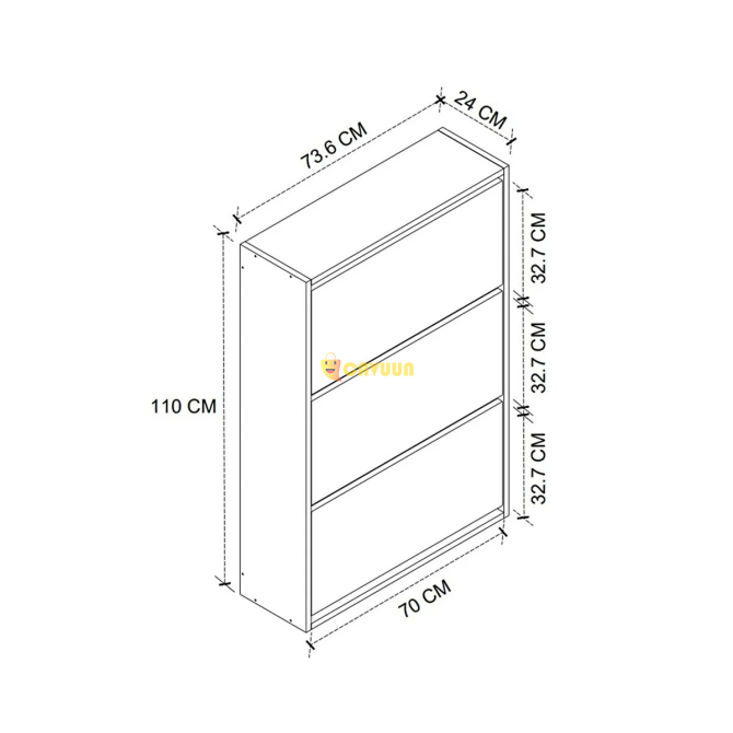 Azzuri Furniture Azzuri Aylin Duser 3 закрытый 6 отсеков белый настенный обувной шкаф 110x74x24 Стамбул - изображение 4