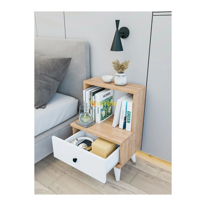 Montenero Nightstand Glossy White-marbella Nightstand with Drawers and Shelves Bedroom Walnut Istanbul - photo 3