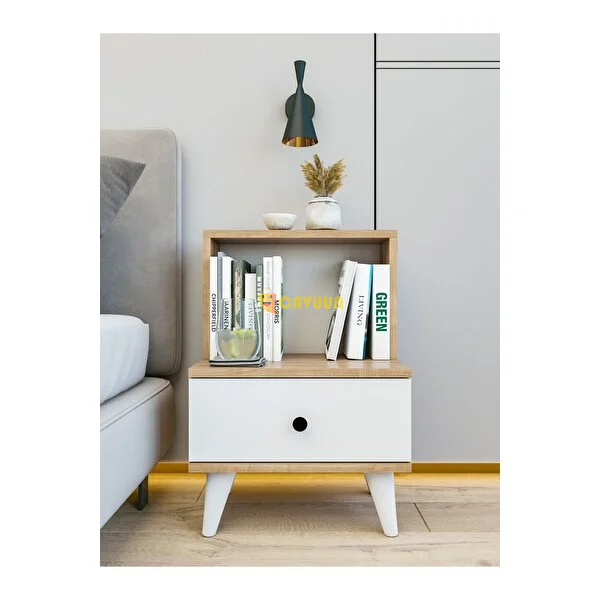 Montenero Nightstand Glossy White-marbella Nightstand with Drawers and Shelves Bedroom Walnut Istanbul - photo 2