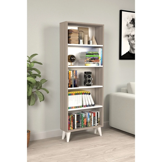 Montenero Bookcase Cordoba - Glossy White 5 Shelf Open Bookcase Cordoba Istanbul