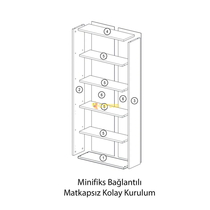 Montenero Bookcase Cordoba - Glossy White 5 Shelf Open Bookcase Cordoba Istanbul - photo 5