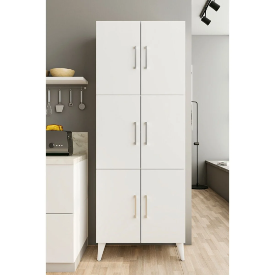 Montenero Multi-Purpose Cabinet Glossy White Pantry Kitchen Bathroom Balcony Cabinet with Cover Istanbul