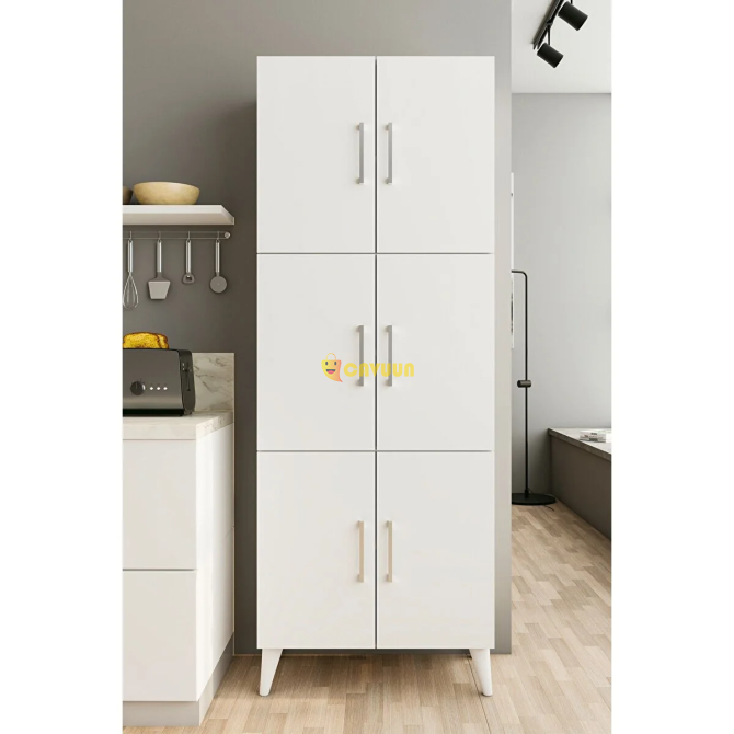 Montenero Multi-Purpose Cabinet Glossy White Pantry Kitchen Bathroom Balcony Cabinet with Cover Istanbul - photo 1