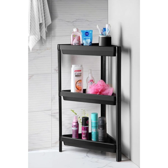 Mithra Life 3 Tier Triangle Plastic Black Bathroom Kitchen Shelf Mit1060 Стамбул