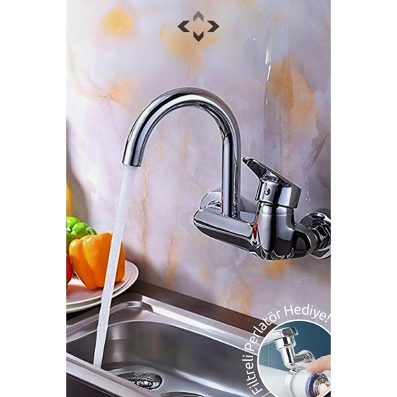 LİGROUND Applique Mix Faucet Wall-Connected Side Pipe Chrome Applique Mix Sink Faucet Стамбул