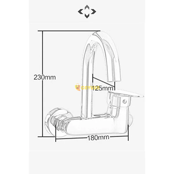 LİGROUND Applique Mix Faucet Wall-Connected Side Pipe Chrome Applique Mix Sink Faucet Istanbul - photo 2