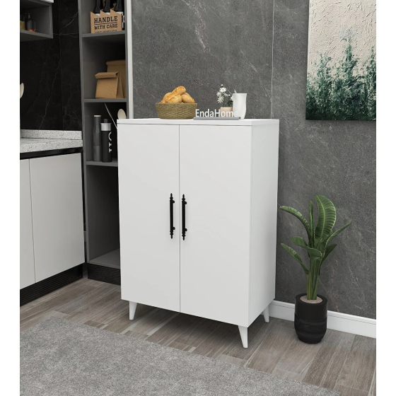 Enda Home 3 Shelves 2 Doors Multipurpose Cabinet White Istanbul