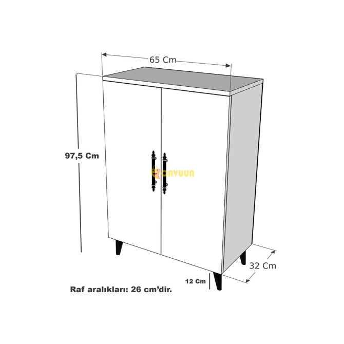 Enda Home 3 Shelves 2 Doors Multipurpose Cabinet White Istanbul - photo 5