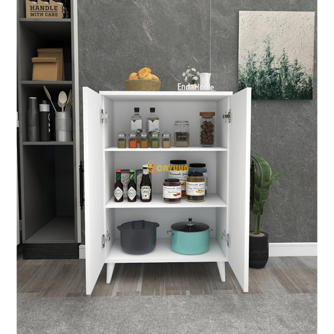 Enda Home 3 Shelves 2 Doors Multipurpose Cabinet White Istanbul - photo 4