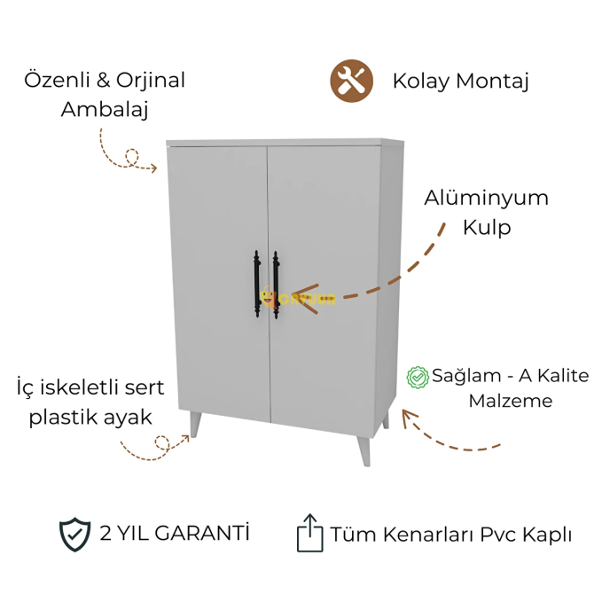 Enda Home 3 полки 2 двери многофункциональный шкаф белый Стамбул - изображение 3